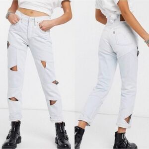 Levi's 501 Patchwork Cutout Cropped Jeans